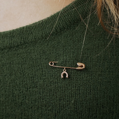 Золотая булавка "Подкова" (фианиты) зак00321 №3