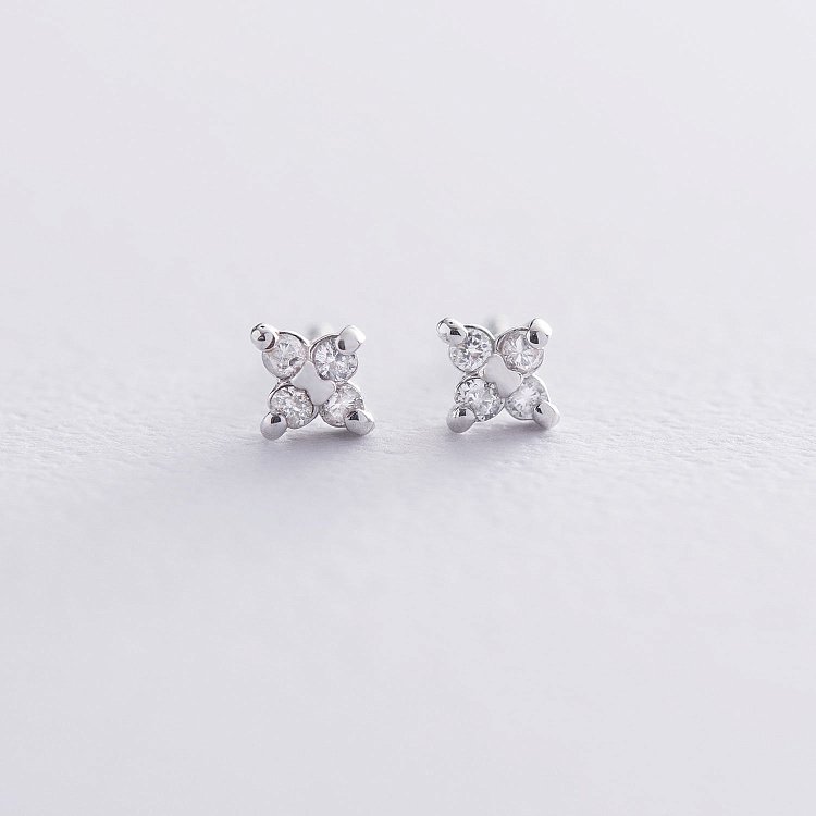 Золотые серьги - пусеты с бриллиантами сб0330gch от ювелирного магазина Оникс