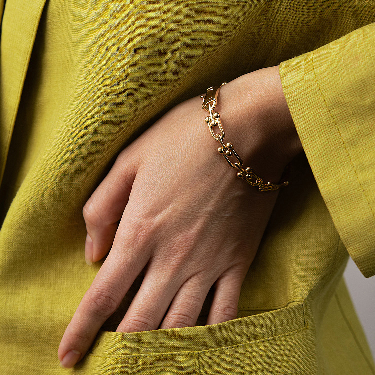 Жорсткий браслет "Фантазія" у червоному золоті б05836 від ювелірного магазину Онікс - 5