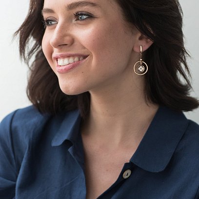 Золоті сережки "Конюшина" з фіанітами с06365 №2