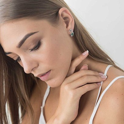 Золоті сережки з смарагдами і діамантами кзс355 №4