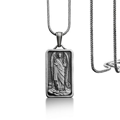 Срібний кулон "Архангел Михаїл" (можливе гравіювання) 133177 №5