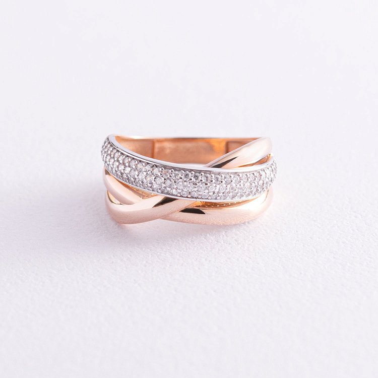 Кольцо в красном золоте с фианитом к04968 от ювелирного магазина Оникс