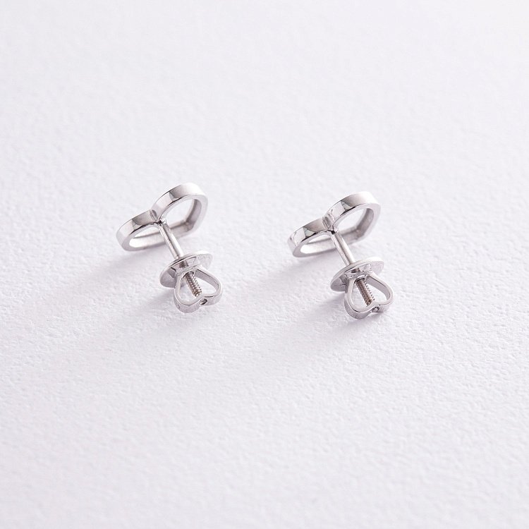 Сережки - пусети "Сердечки" у білому золоті с08170 від ювелірного магазину Онікс - 6