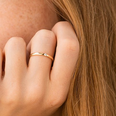 Помолвочное золотое кольцо с фианитом к08161 №2