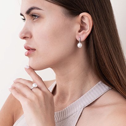 Серебряное кольцо с жемчугом 1797/1р-PWT №3