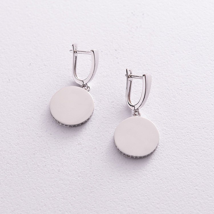 Серьги "Давина" в белом золоте (фианиты) с07627 от ювелирного магазина Оникс - 2