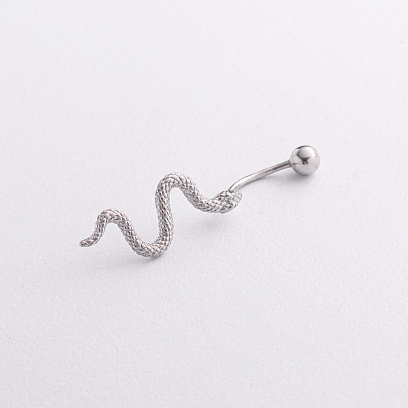 Серебряный пирсинг в пупок "Змея" 6027 №2