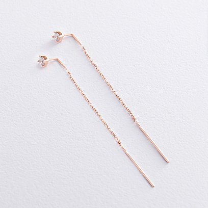 Золоті сережки - протяжки (фіаніти) с06854
