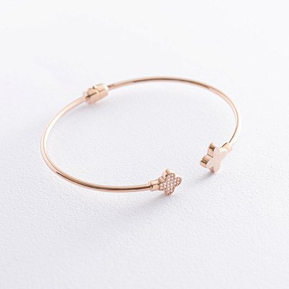 Жетский золотой браслет "Клевер" (фианит) б04136