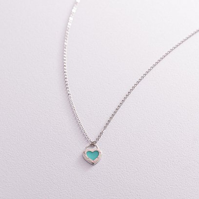 Срібне кольє "Сердечко" з емаллю 181192