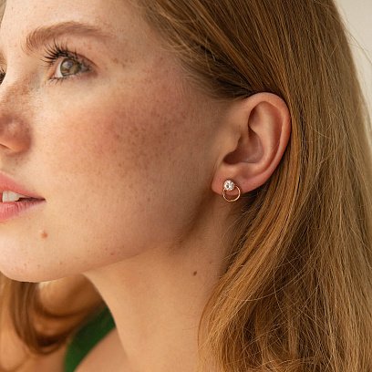 Сережки - пусети "Ейпріл" з фіанітами (червоне золото) с08232 №4