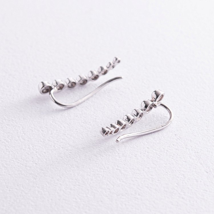 Сережки - клаймбери "Кульки" у білому золоті с08001 від ювелірного магазину Онікс - 3