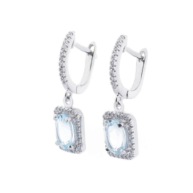 Серебряные серьги с голубым топазом и фианитами 121385 от ювелирного магазина Оникс - 1