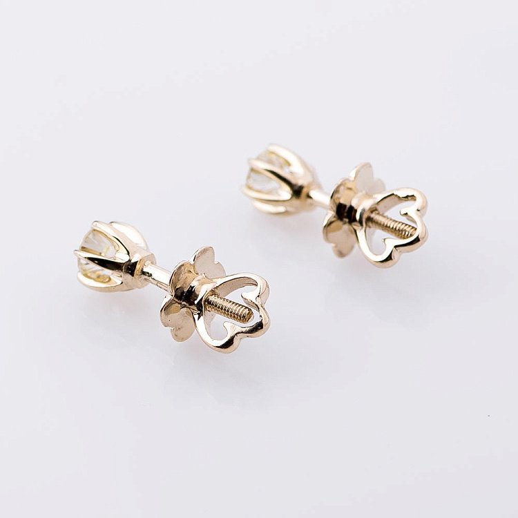 Золоті сережки-пусети з діамантами е0462-1ж від ювелірного магазину Онікс - 2