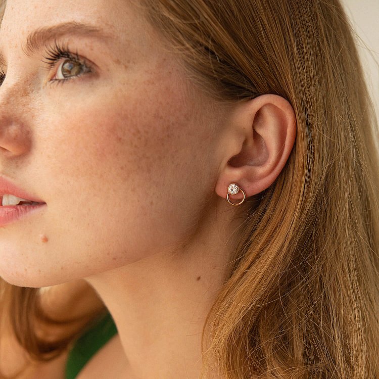 Сережки - пусети "Ейпріл" з фіанітами (червоне золото) с08232 від ювелірного магазину Онікс - 3