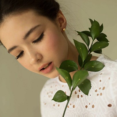 Сережки - пусети "Кульки" в жовтому золоті (0.7 см) с06892 №5