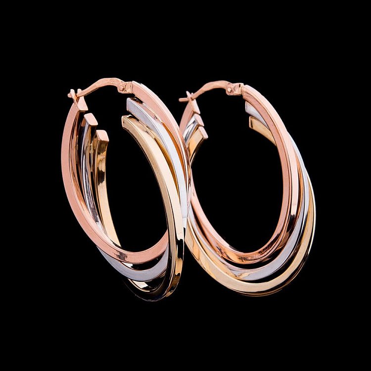 Золотые серьги "Кольца" с01853 от ювелирного магазина Оникс - 1