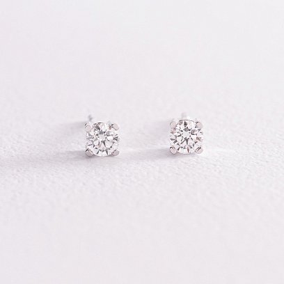 Золоті сережки - пусети з діамантами сб0383z №3