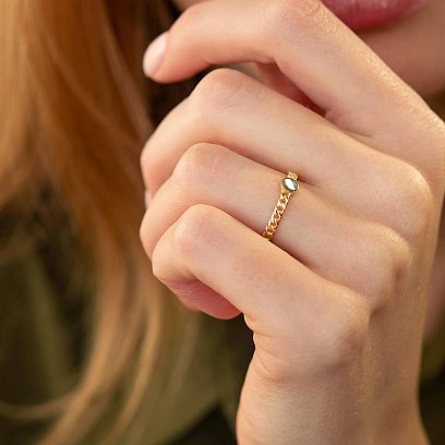 Каблучка "Ланцюжок" у жовтому золоті (можливе гравірування) к07131 №4