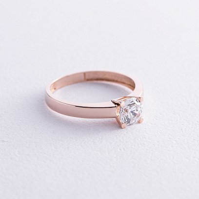 Помолвочное золотое кольцо с фианитом к05751 №3