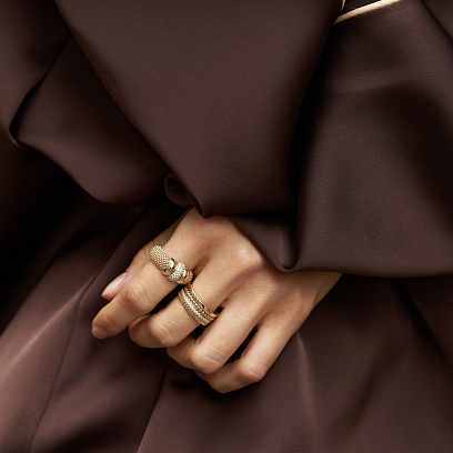 Каблучка "Sharon" з фіанітами (жовте золото) к08352 №16