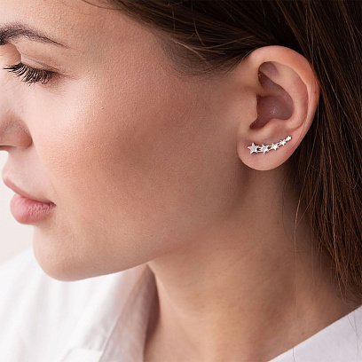 Серьги - клаймберы "Звездочки" в серебре 123026 №5