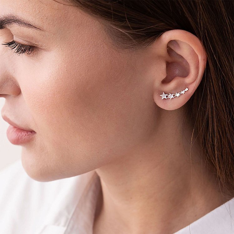 Серьги - клаймберы "Звездочки" в серебре 123026 от ювелирного магазина Оникс - 4
