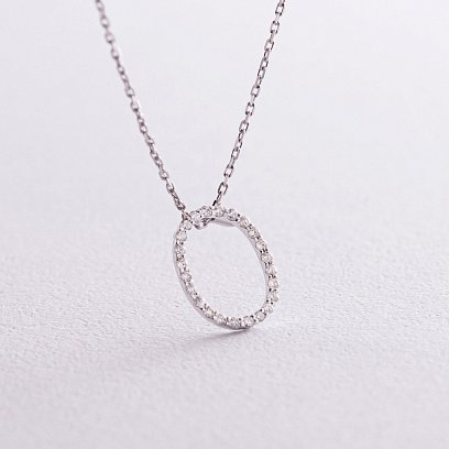 Золотое колье с буквой "О" с бриллиантами 133931121 №3