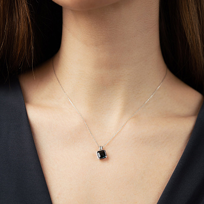 Золоте кольє з діамантами і топазом "Лондон блакитний" колб0195sm №9