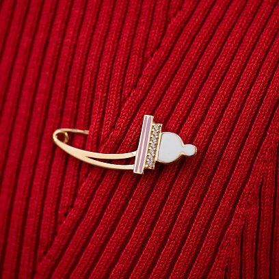 Золота шпилька (емаль, фіаніт) зак00298 №3