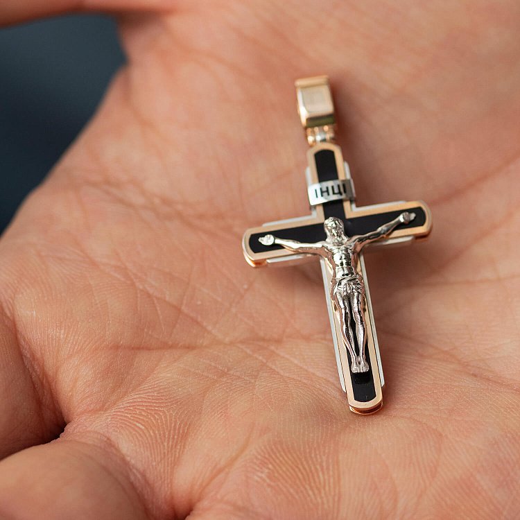 Православный золотой крест "Распятие" 137692400 от ювелирного магазина Оникс - 3