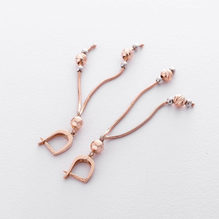 Висячі сережки з червоного золота с06371 від ювелірного магазину Онікс - 1