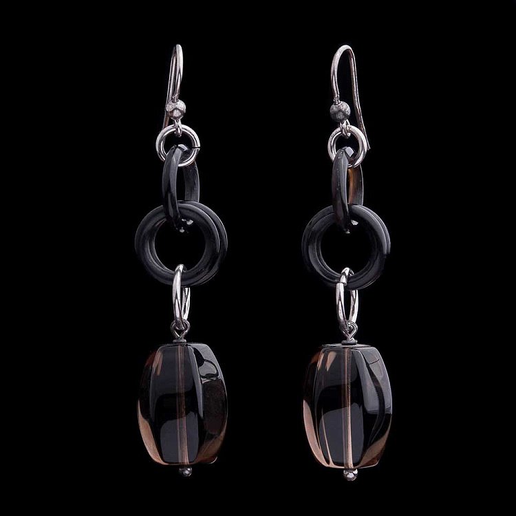 Сережки з кварцом димчастим 138с16 - 2 Сережки з кварцом димчастим 138с16 від ювелірного магазину Онікс - 2