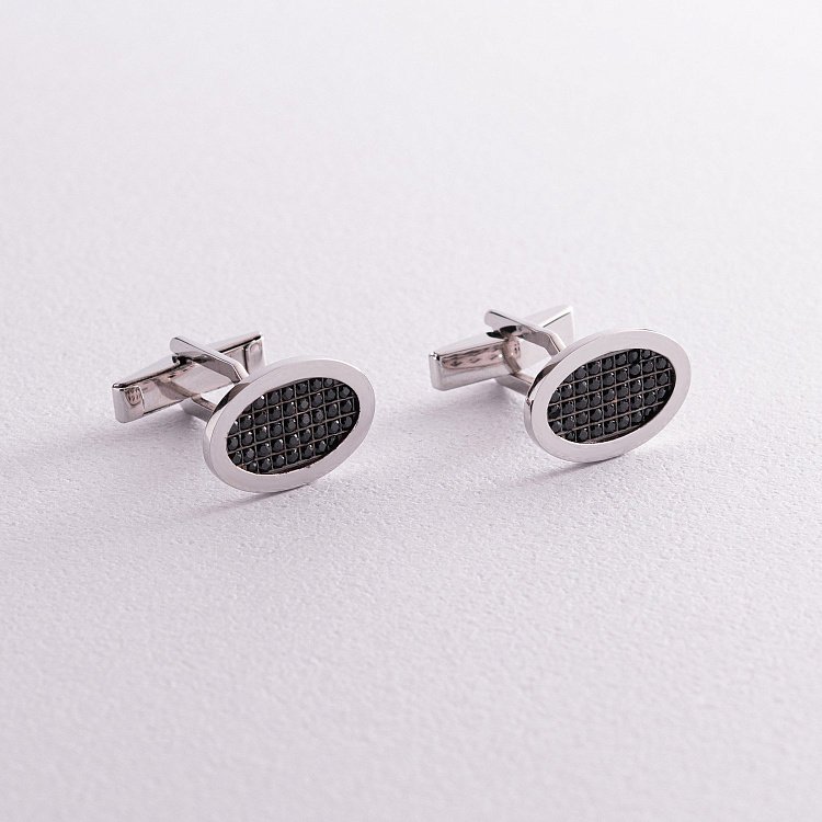 Золотые запонки с фианитами зап00069 от ювелирного магазина Оникс