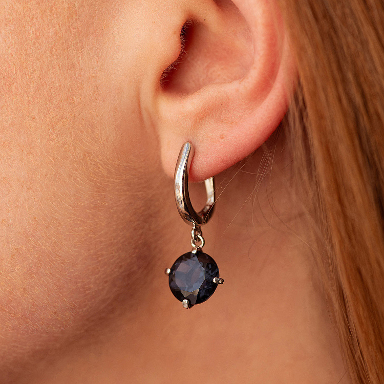 Серебряные серьги "Влечение" с синт. топазом 123305 от ювелирного магазина Оникс - 3