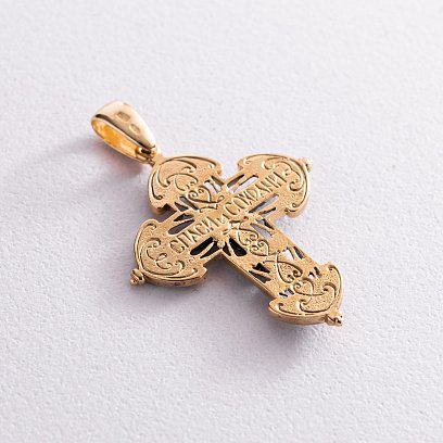 Серебряный крест "Распятие. Спаси и Сохрани" позолота 132469 №2