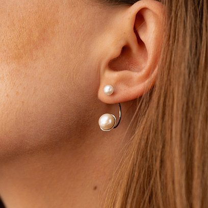 Срібні сережки - пусети з перлами 902-00738