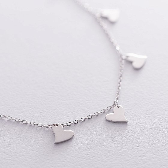 Серебряное колье "Сердечки" 18942 №3