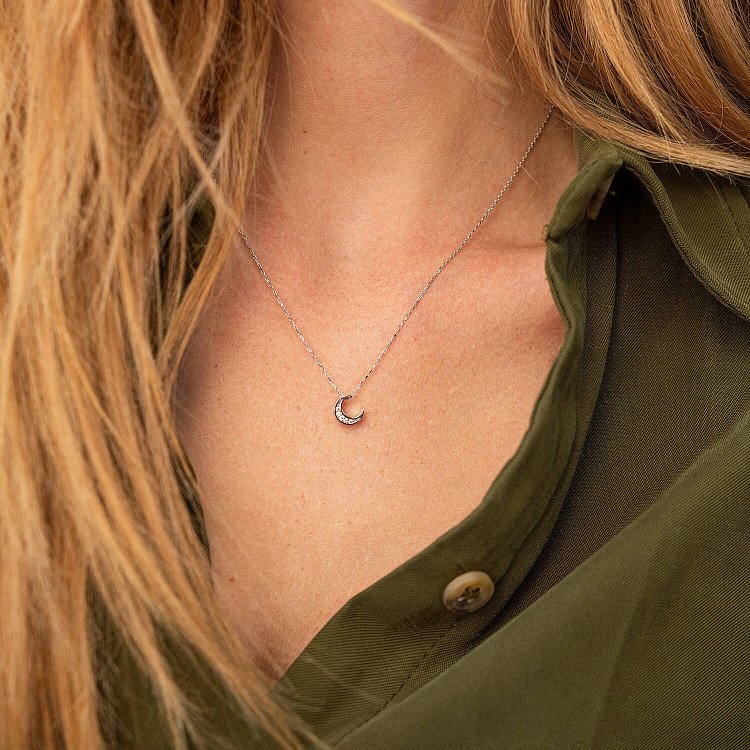 Колье "Луна" с фианитами (белое золото) кол02316 от ювелирного магазина Оникс - 3