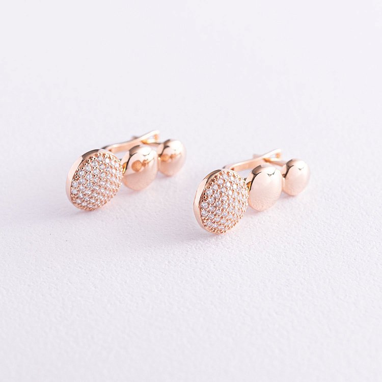 Золотые серьги с фианитами с04513 от ювелирного магазина Оникс