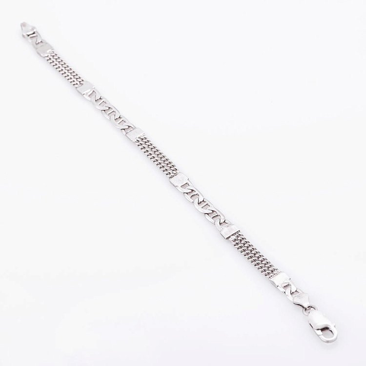 Чоловічий срібний браслет плетіння "Барлі" і "панцирні" 14666 від ювелірного магазину Онікс - 1