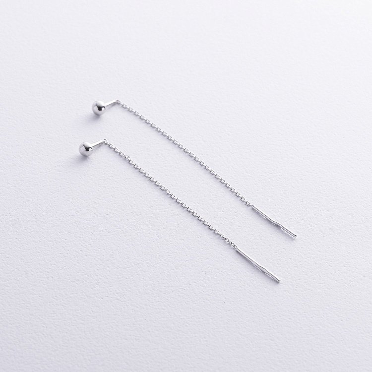 Серебряные серьги - протяжки "Шарики" 902-01286 от ювелирного магазина Оникс