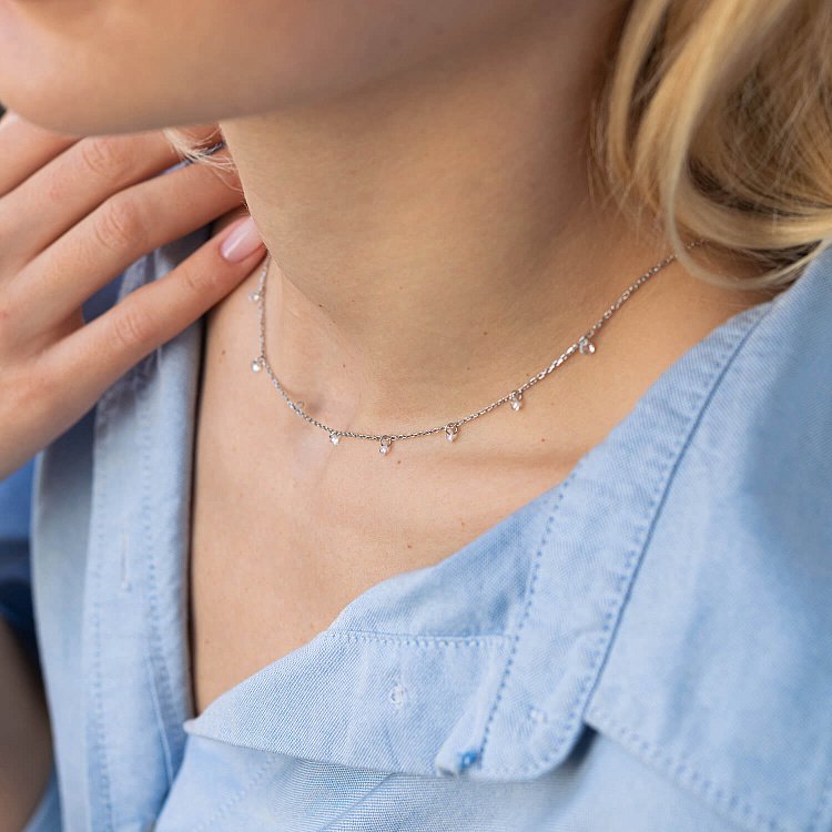 Серебряное колье с фианитами 181206 от ювелирного магазина Оникс - 4