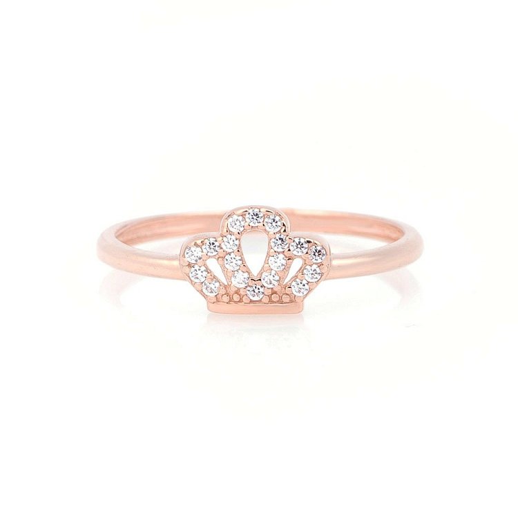 Золота каблучка "Корона з фіанітами" к05324 від ювелірного магазину Онікс - 2