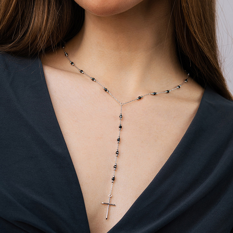 Золоте кольє з хрестиком (фіаніти) кол02594 від ювелірного магазину Онікс - 7