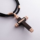 Чоловічий православний хрест з ебенового дерева та золота на шнурку кол02416 от ювелирного магазина Оникс - 6