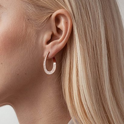 Золотые серьги "Капельки" с фианитами с07751