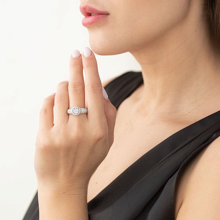 Золота каблучка з діамантами kegк497 від ювелірного магазину Онікс - 1