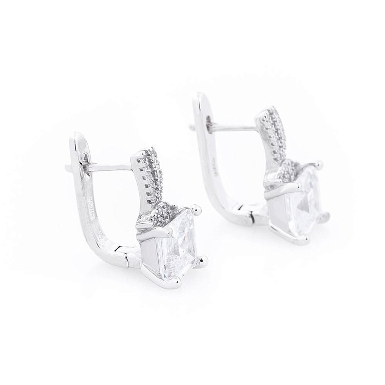 Серебряные серьги (фианиты) 121947 от ювелирного магазина Оникс - 1